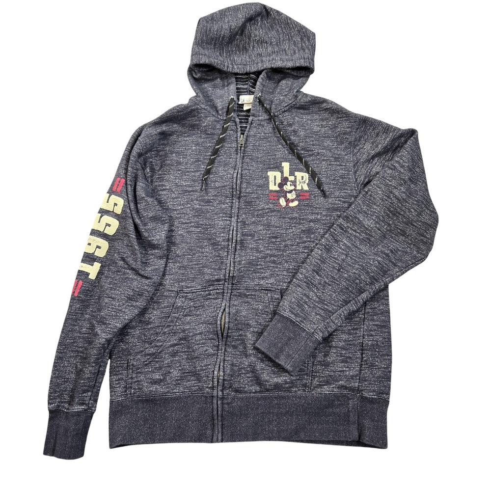 Disney Parks Mickey Mouse Hoodie Womens Medium Blue Zip Up Sweatshirt DLR